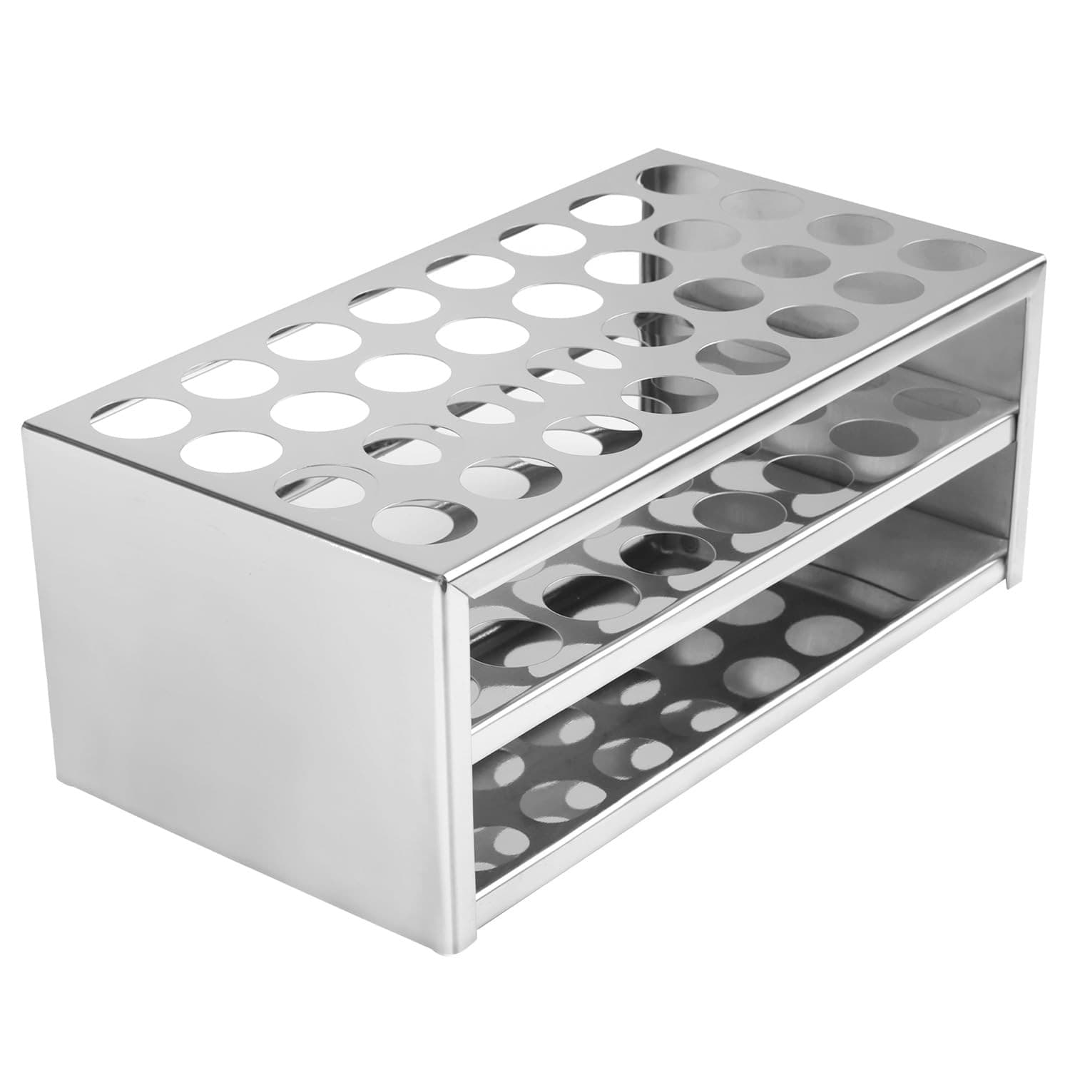 Test Tube Rack, 32-Hole Stainless Steel Test Tube Rack 0.89 Inches Tubes Acid...
