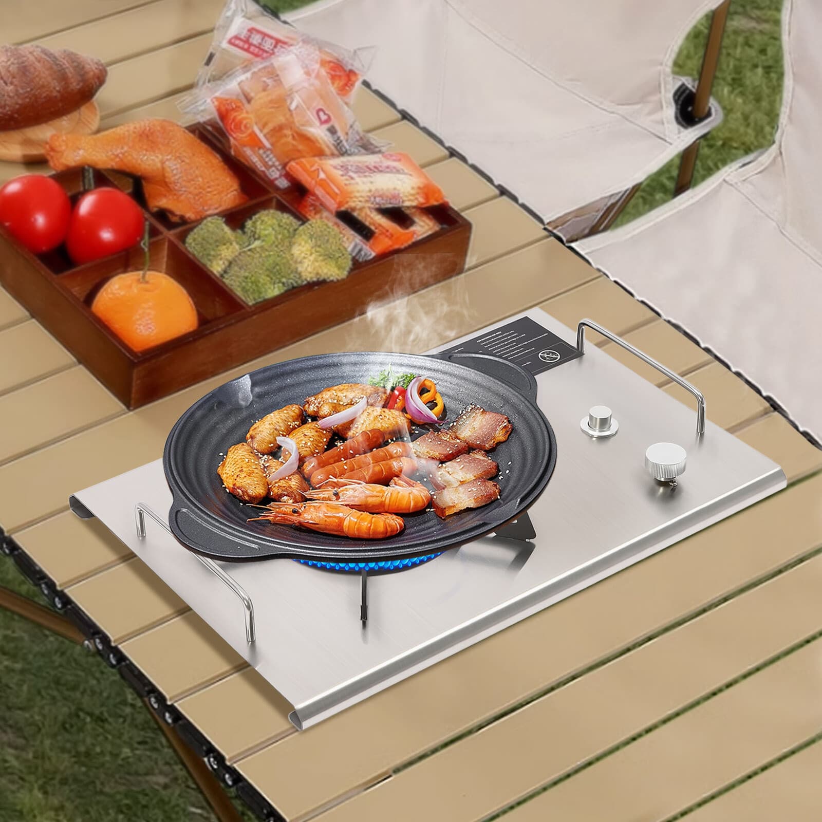 Camping Portable Gas Stove Outdoor Cooking Gas Powered Stove Electronic Ignition