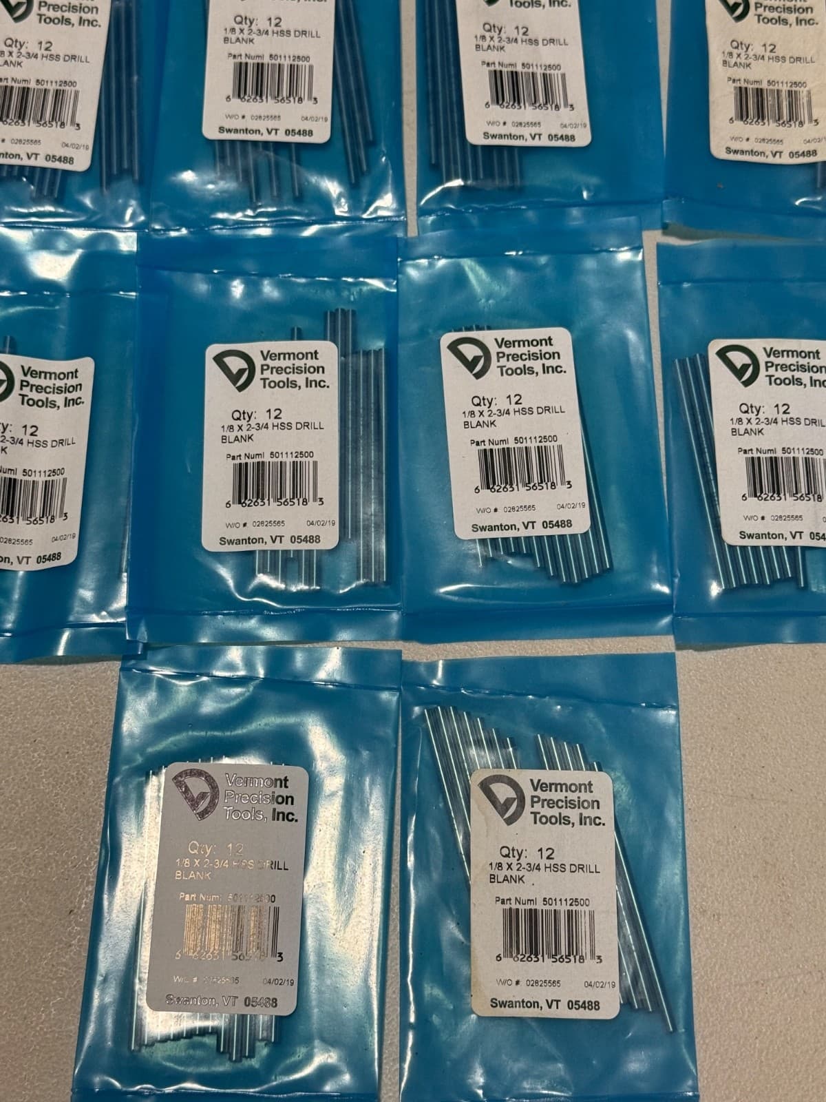 Vermont Precision 1/8 Drill Blanks 501112500 120pc lot
