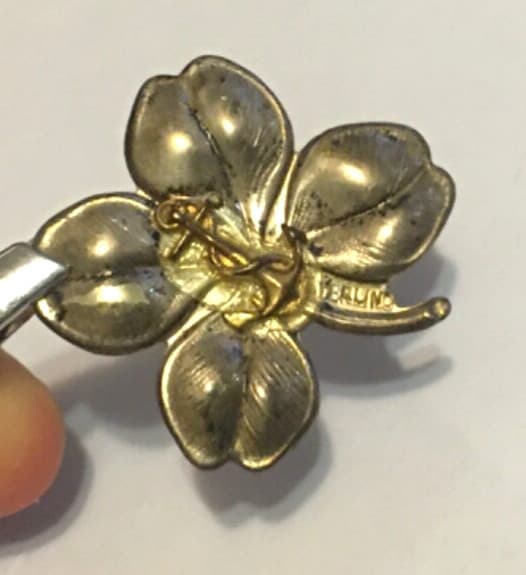 Vintage Sterling Silver 925 Four Leaf Clover Ships Anchor Lucky Pin Brooch