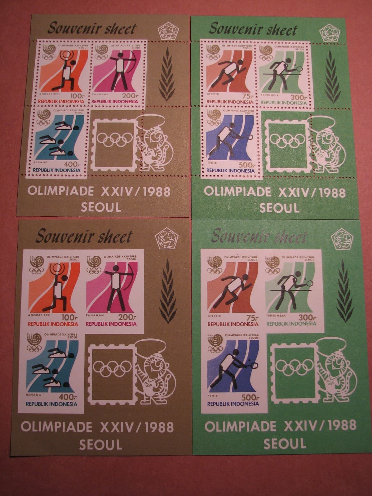 Indonesia Stamp Scott# 1354-55a Olympics Seoul Sheets '88 CV 105.00 MNH L9