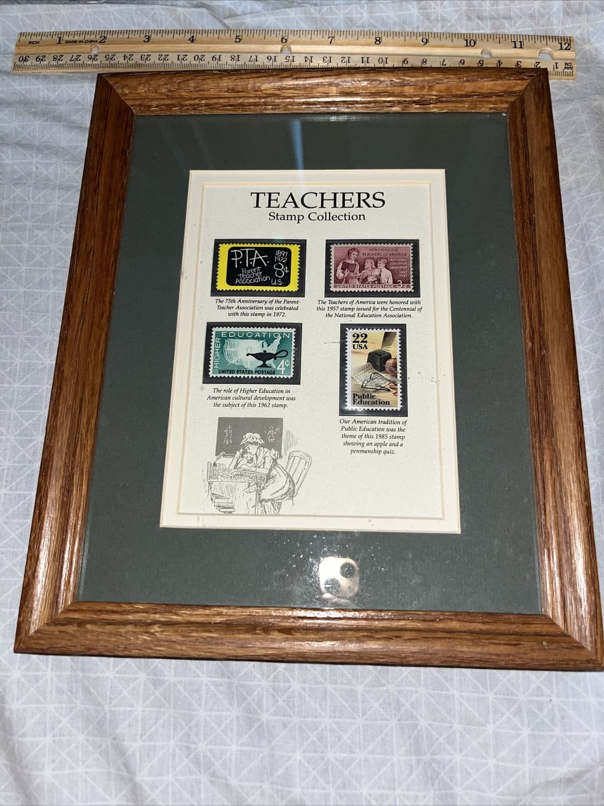 Teachers USPS Stamp Collection Framed Matted - PTA Public Higher Education NEA