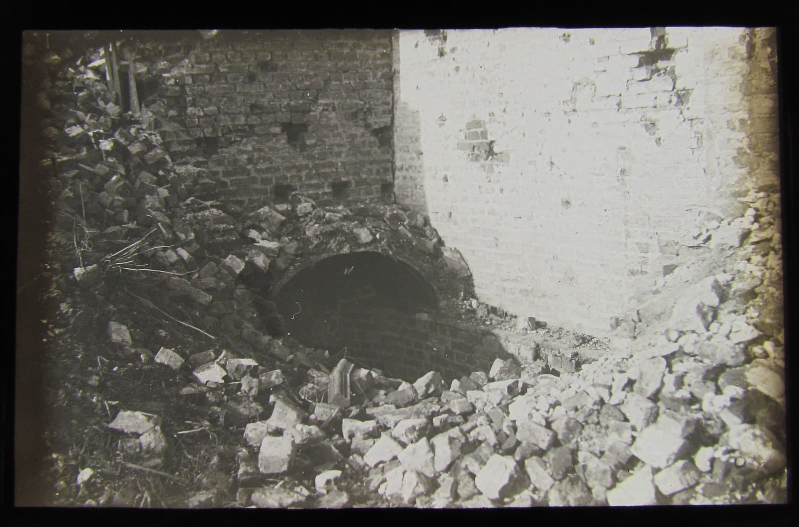 Glass Magic lantern slide ENTRANCE TO UNDERGROUND BUNKER WW1
