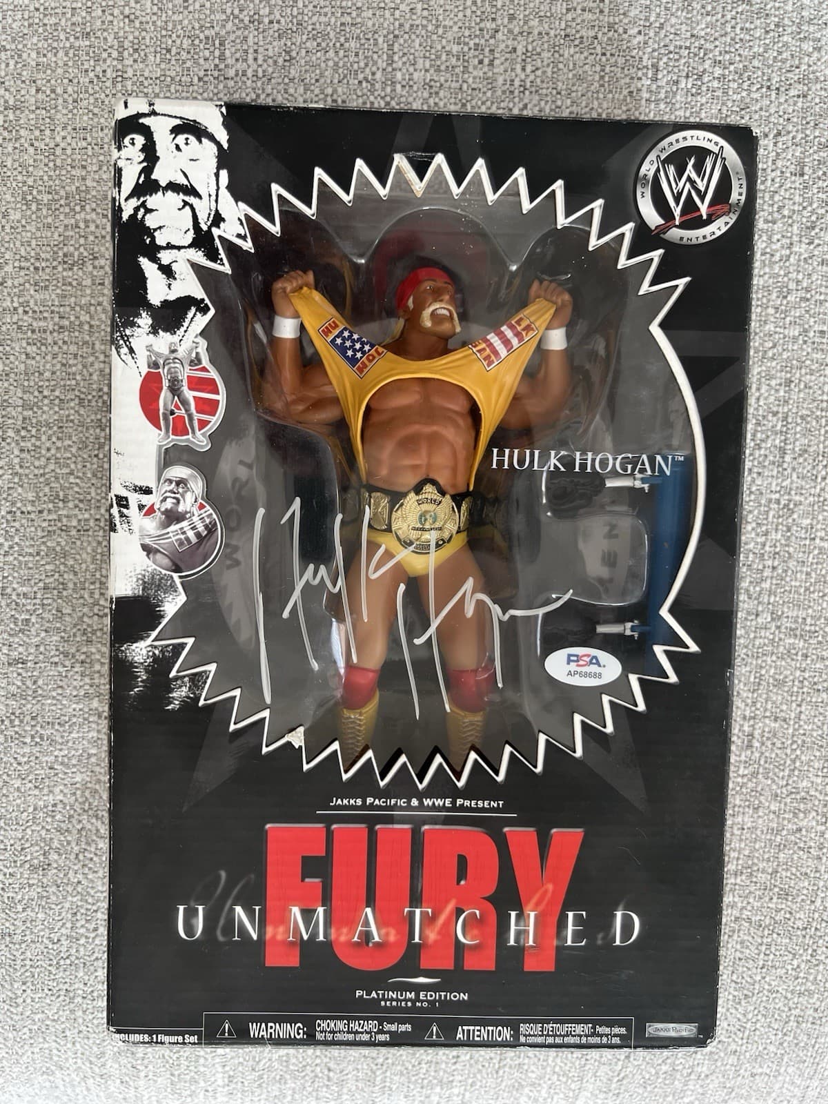 WWE Signed Unmatched Fury Hulk Hogan Action Figure Autographed WWF PSA DNA COA