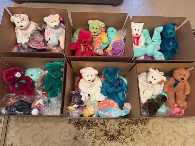Ty Beanie Buddies Collection Lots of 10, 2 bears in each, most pre-2000, MWMT.