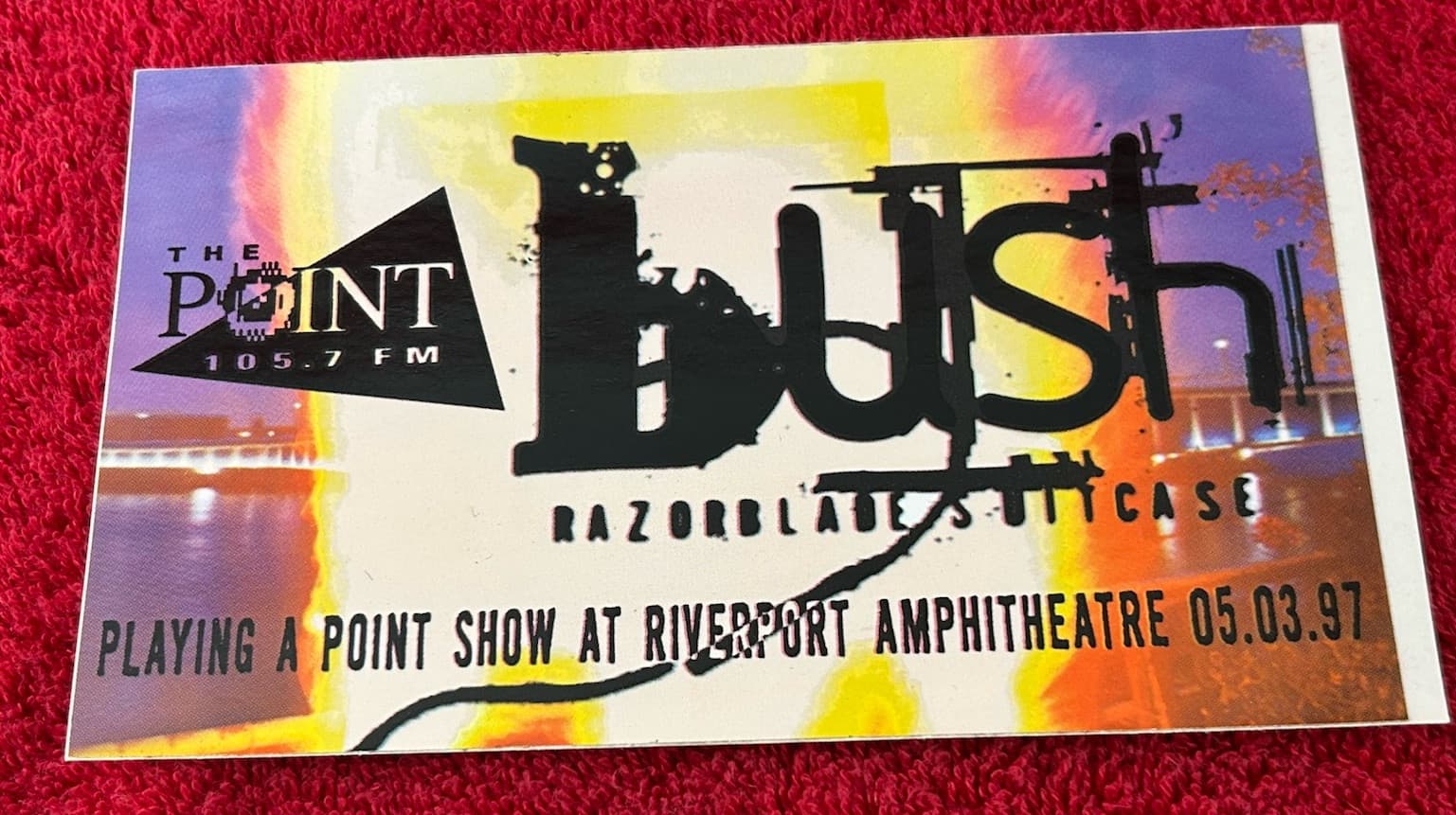 Bush The Point Sticker Riverport St. Louis, Mo. May 3 1997 new 6" x 3.5"