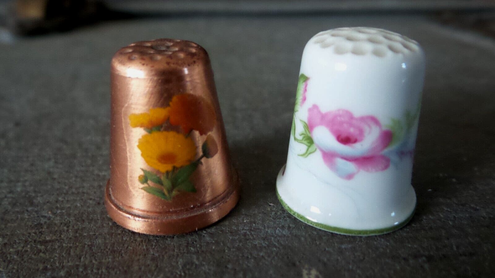 Collectible thimbles x 2 Limoges Haviland France & 1 copper great condition