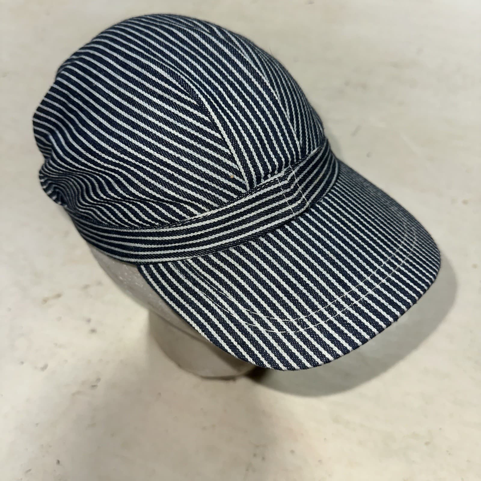 Train Conductor Engineer Railroad Hat Cap Snapback Blue White Stripe Dress Up