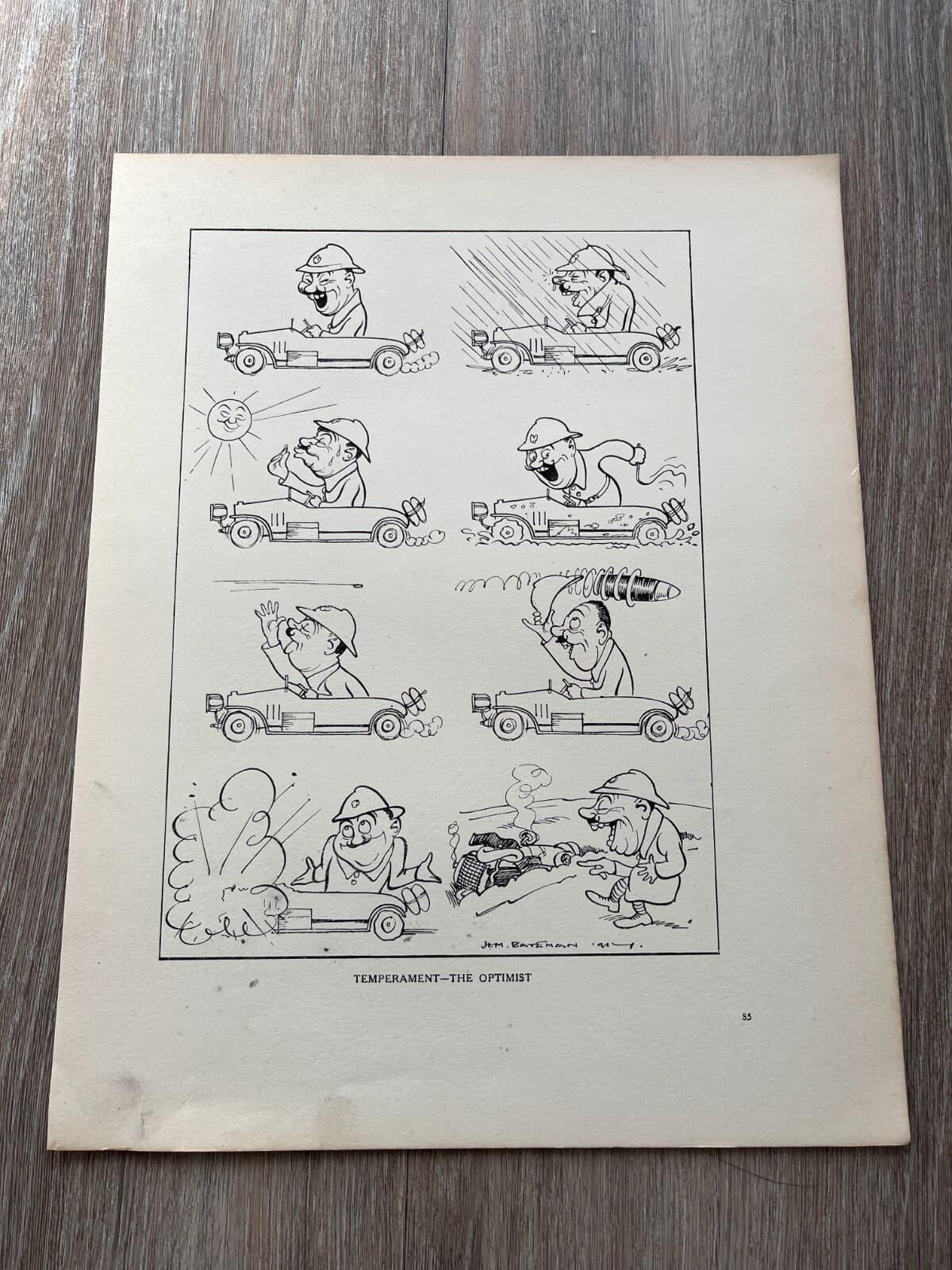 1921 print by h.m. bateman - temperament the optimist
