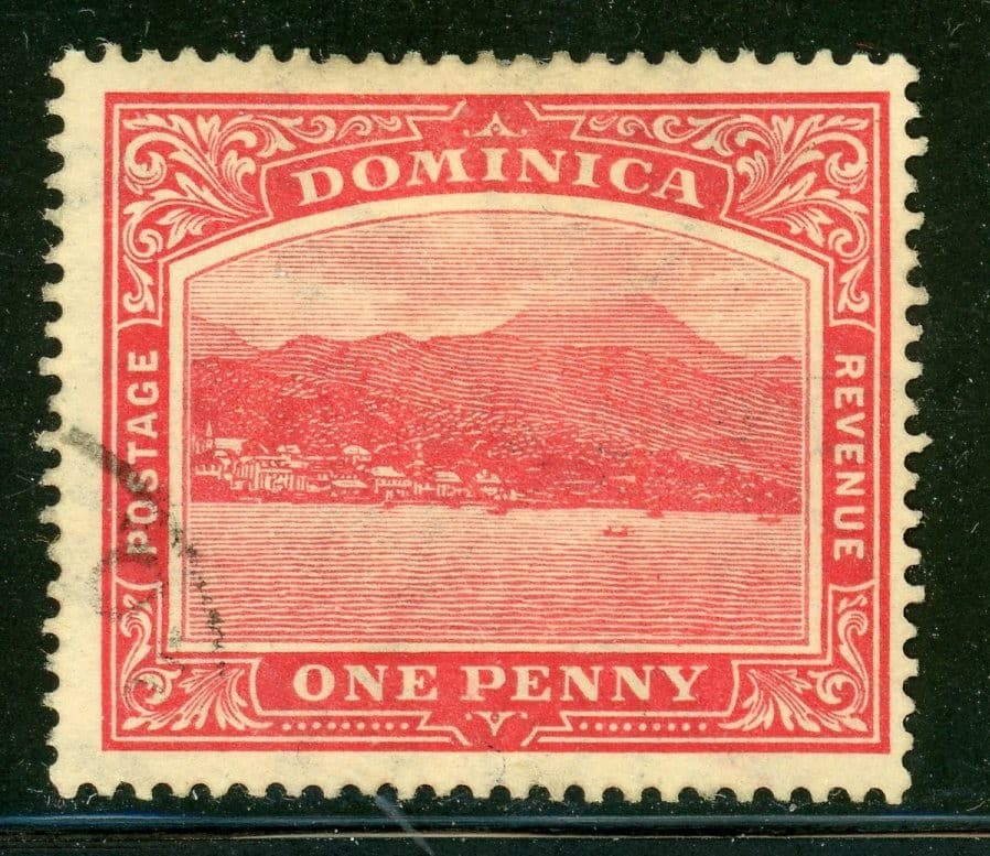 DOMINICA 57 SG63 Used 1921 1p red View of Roseau Wmk Mult Script CA CV$4