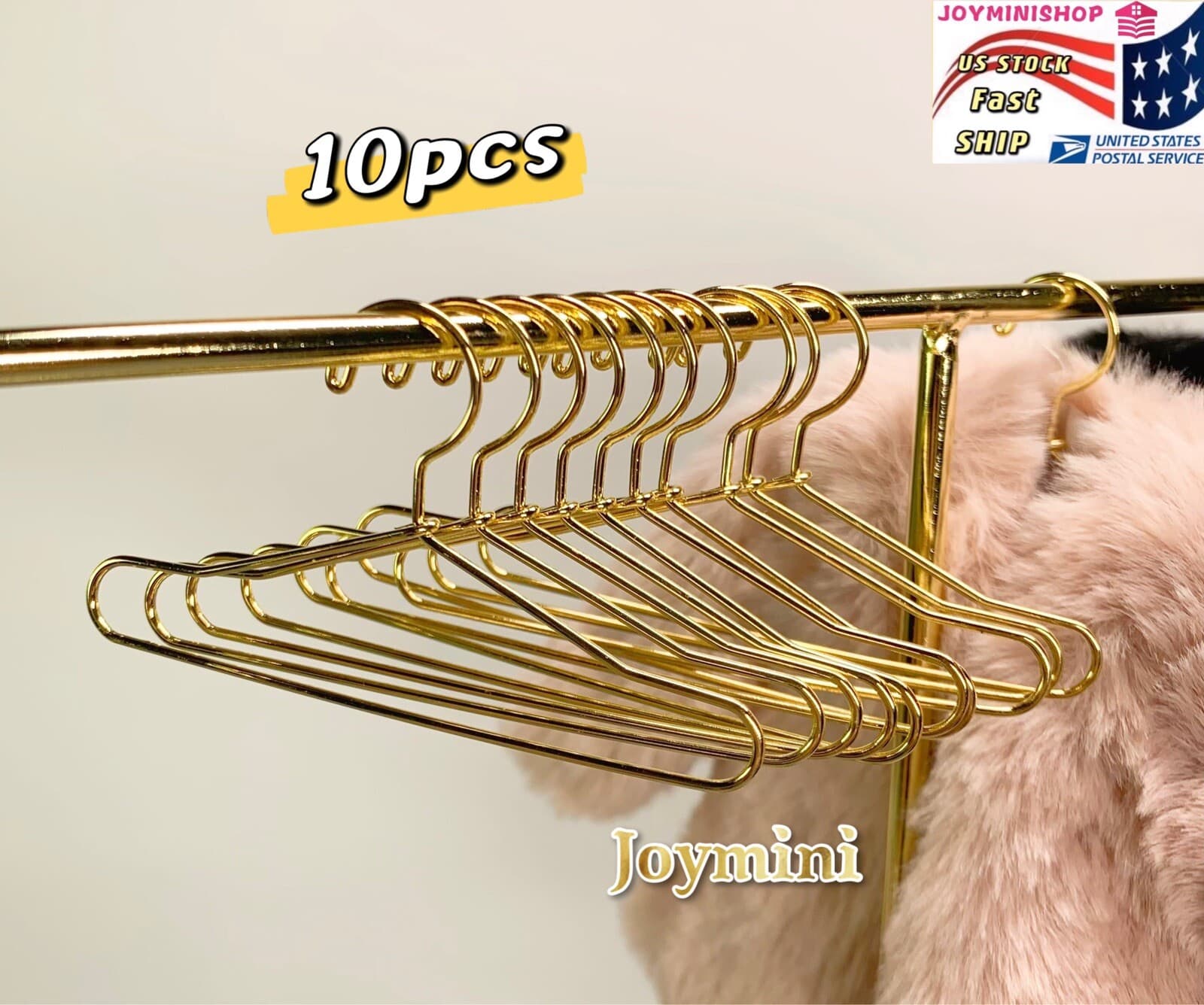 10PCS Metal Hangers Golden Dollhouse For Fashion Doll Clothing Rack Stand Toy