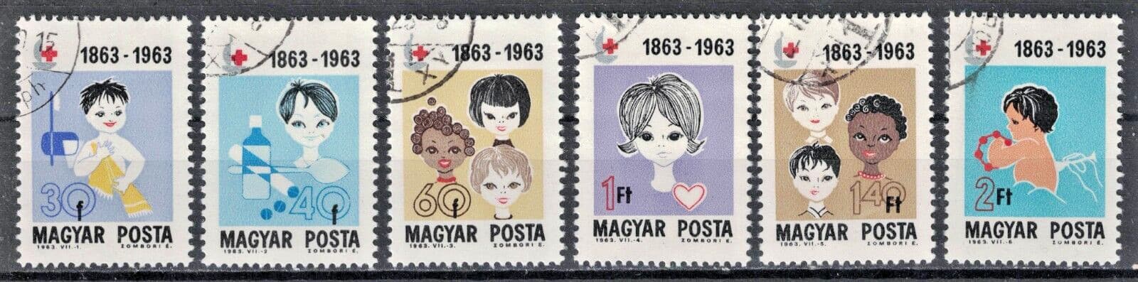 HUNGARY:1963 SC#1532-37 Used CTO Centenary of the International Red Cross AJ194