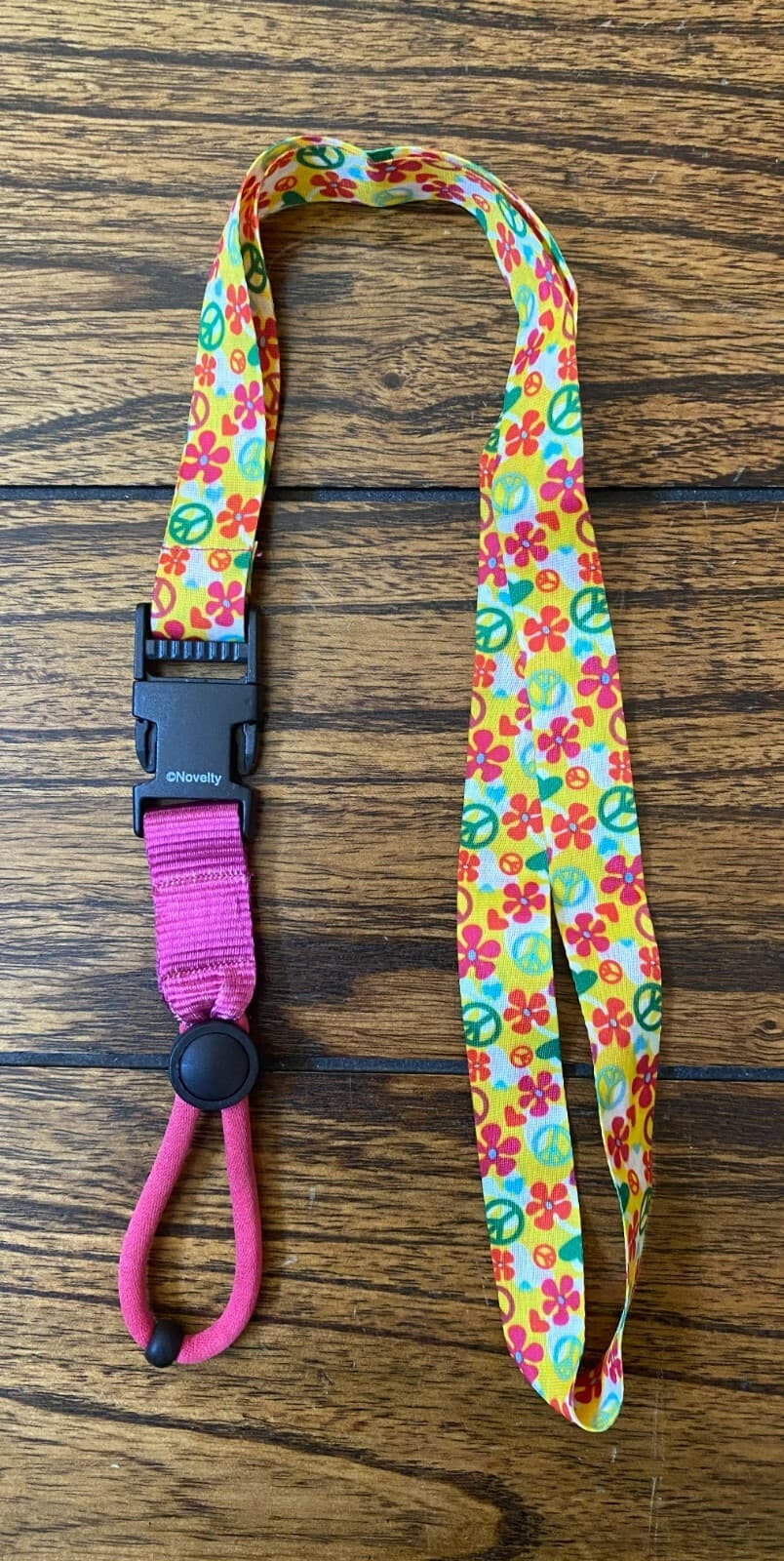 Peace Symbol and Flower Water Bottle Lanyard