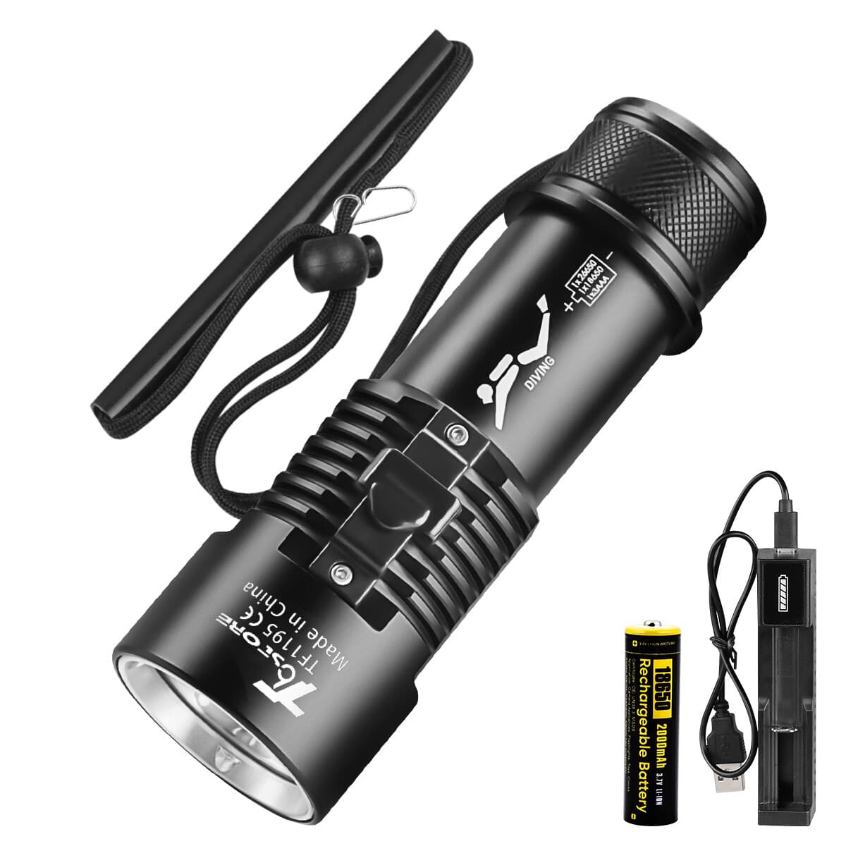 9000lm Underwater LED Diving Flashlight Waterproof Rechargeable Scuba Torch Lamp