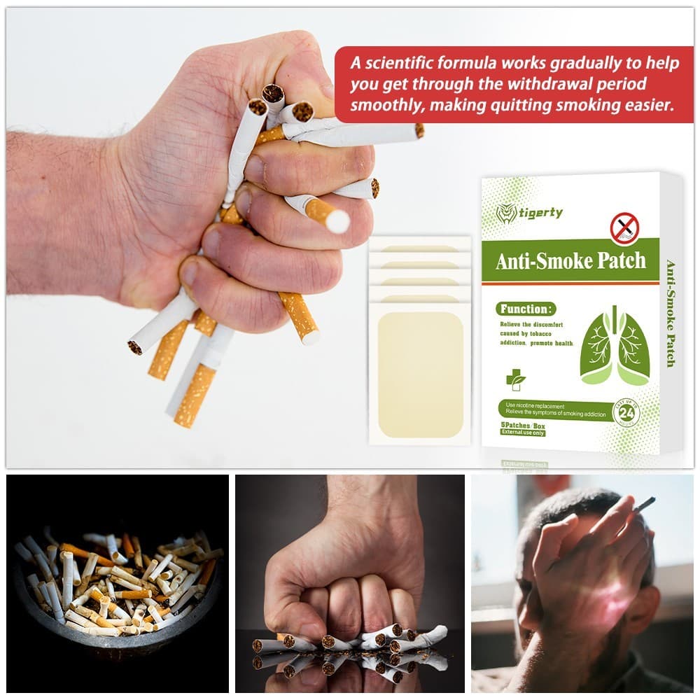 ðŸš5PCS Anti Smoking Patches Natural Nicotine Craving Relief Herbal Detox Aid Pad