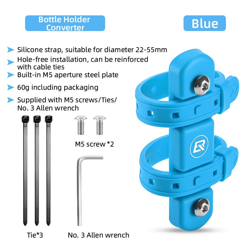 ROCKBROS Bike Bottle Cage Mount Adaptor Silicone Holder Strap Kettle Holder Rack