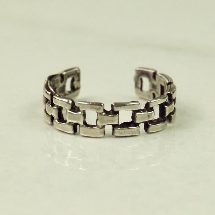 Sterling Silver Panther Link Toe Ring Size 4.75 Adjustable