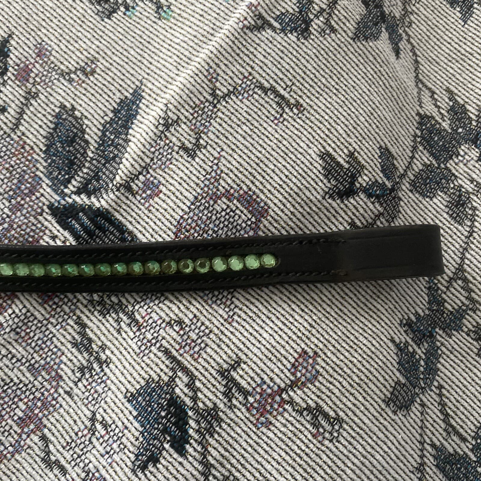 Lime Green Diamonte Browband- Black- X Full/ 17”