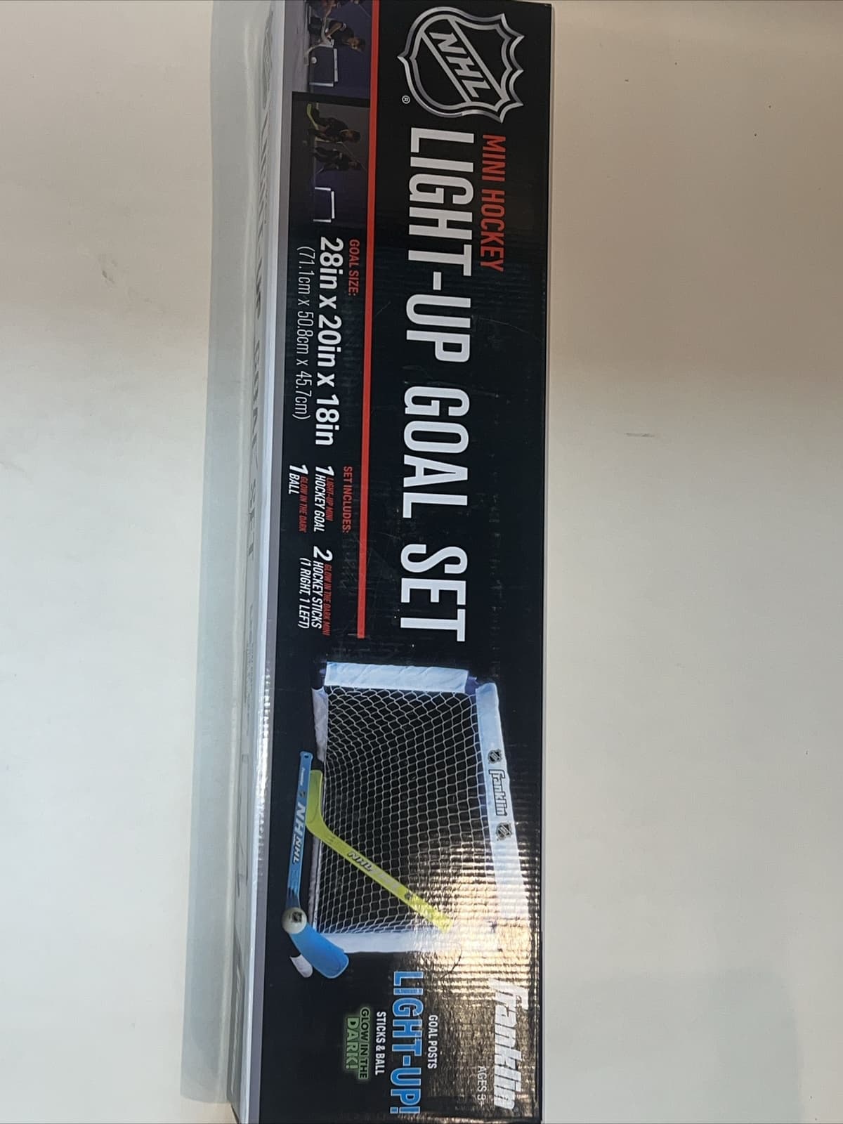 NHL Glow in The Dark Light Up Goal Set, 1 Light Up Hockey Goal 1 Ball 2 Sticks