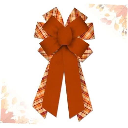 Hying Large Fall Bows for Wreath, Autumn Wreath Bows Style 1: Red Orange Bow