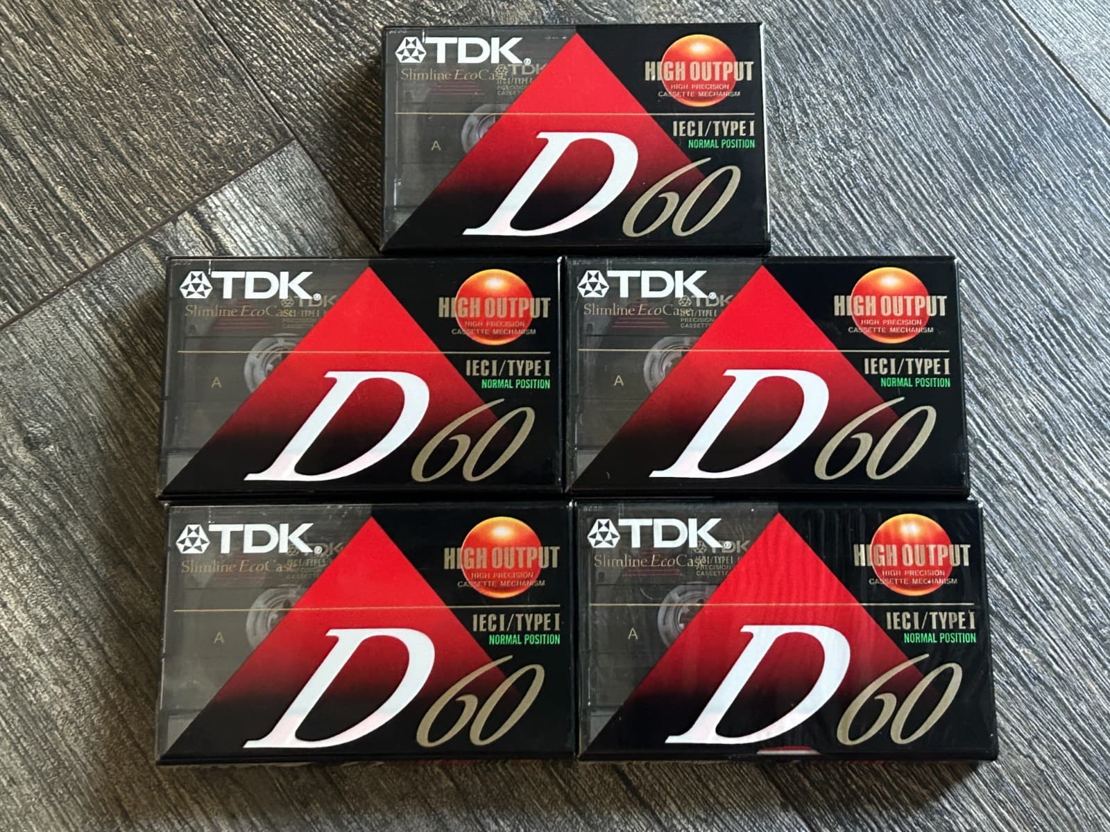 TDK D60 Blank Cassette Tape IECI Type I High Output Sealed 5pc Lot Audiophile