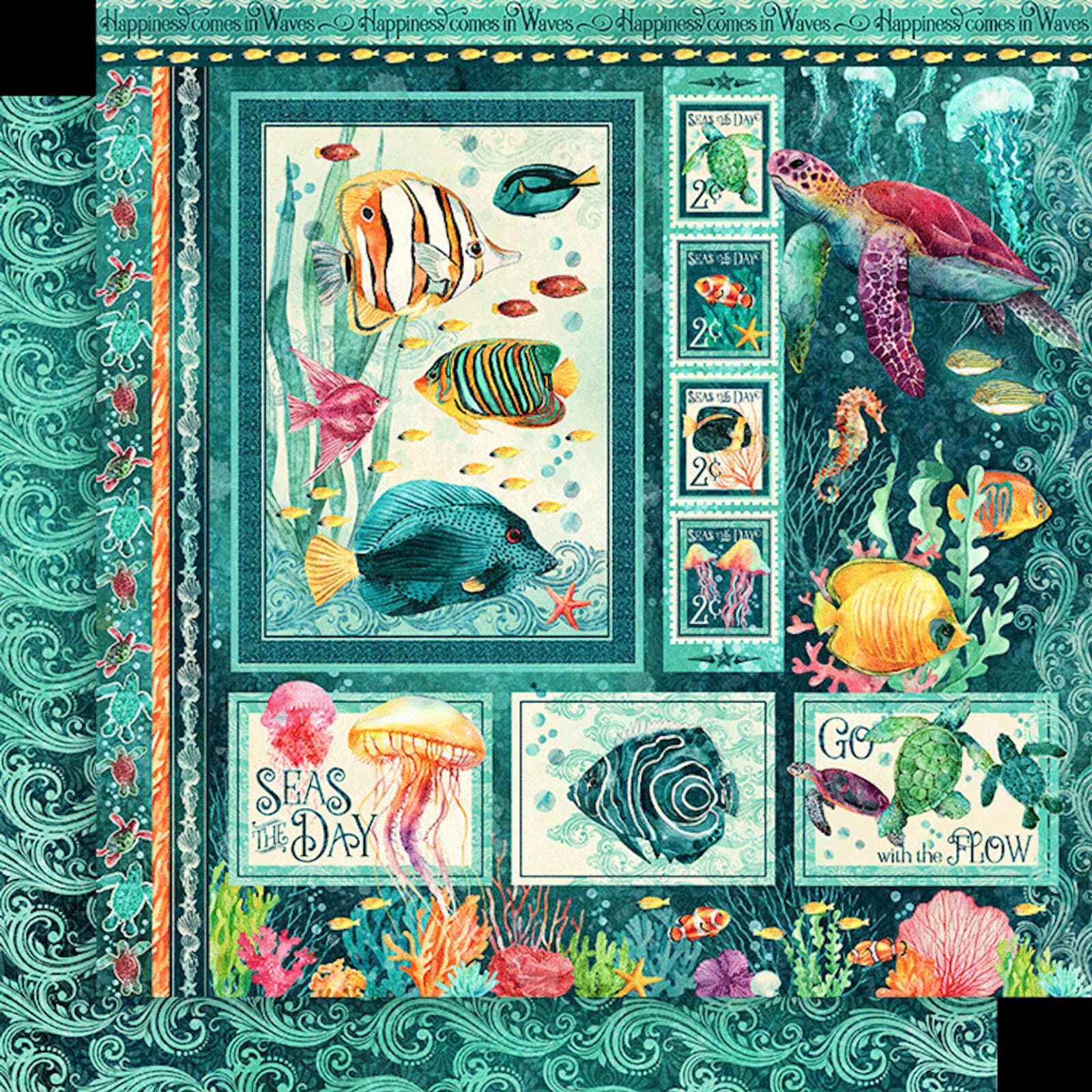 Graphic45 SEAS THE DAY (1 PC) 12x12 TWO-SIDED PRINTED CARDSTOCK