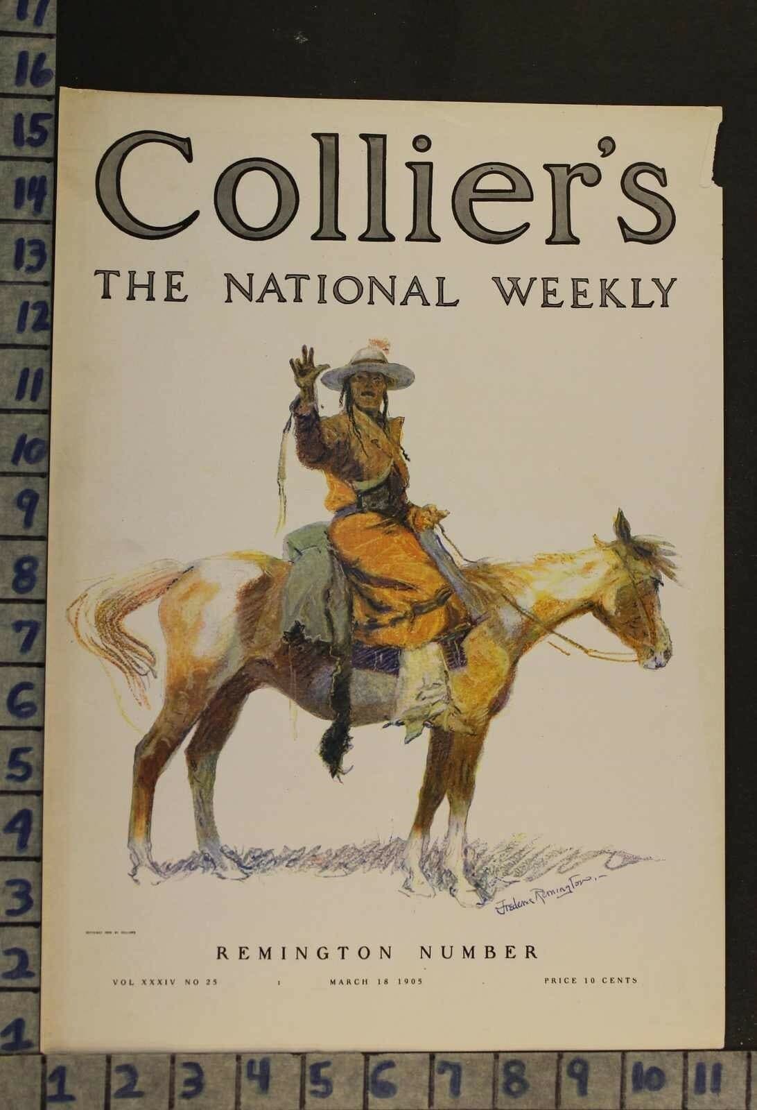 1905 ETHNIC AMERICAN INDIAN EQUESTRIAN HORSE WESTERN ILLUS REMINGTON COV RI08