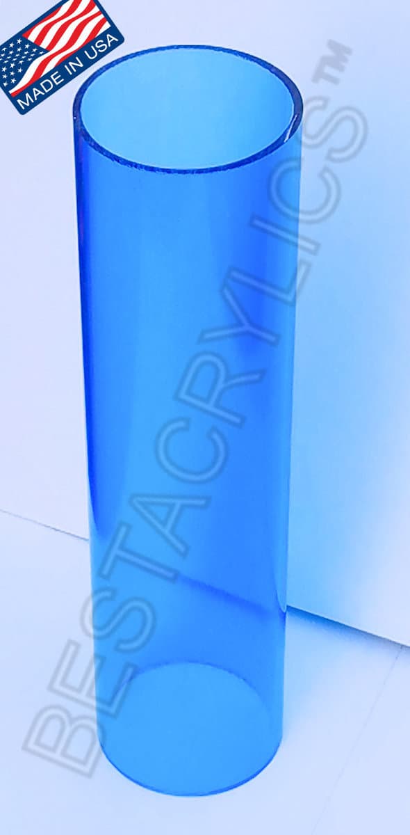 1 Pc 3” OD x 2 3/4" ID x 12” INCH LONG CLEAR BLUE ACRYLIC PLEXIGLASS LUCITE TUBE