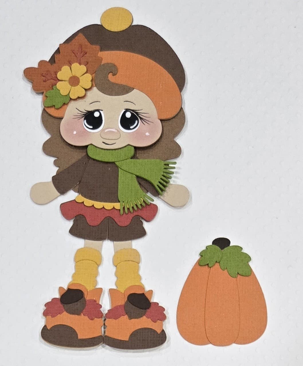 Fall Girl Brown Hair. Scrapbook, Card Making Paper Piecing