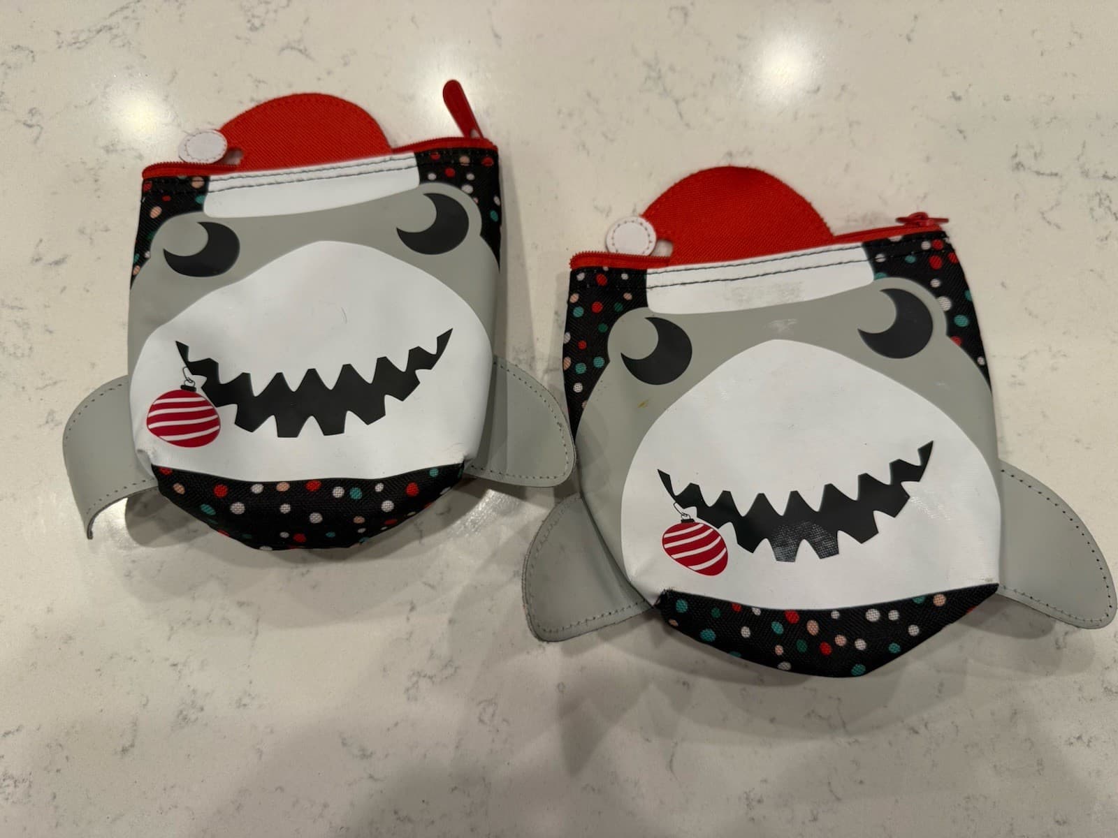 Thirty - One Snack & Go Pouch Christmas Santa Shark Lot Of 2