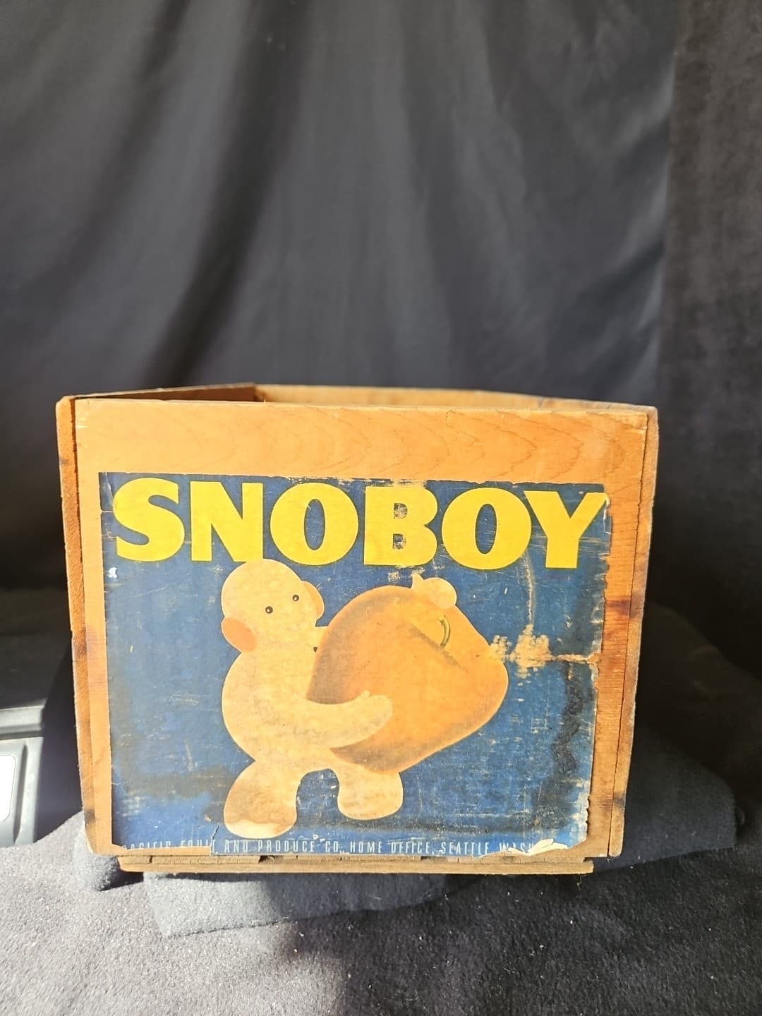 Vintage SnoBoy 1 Bushel Wooden Apple Crate Wooden Box