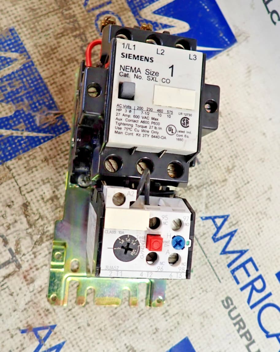 SIEMENS Size 1 Starter SXL CO 27 amp 600v 3UA52 00-1B 1.25-2A OL 120v Coil
