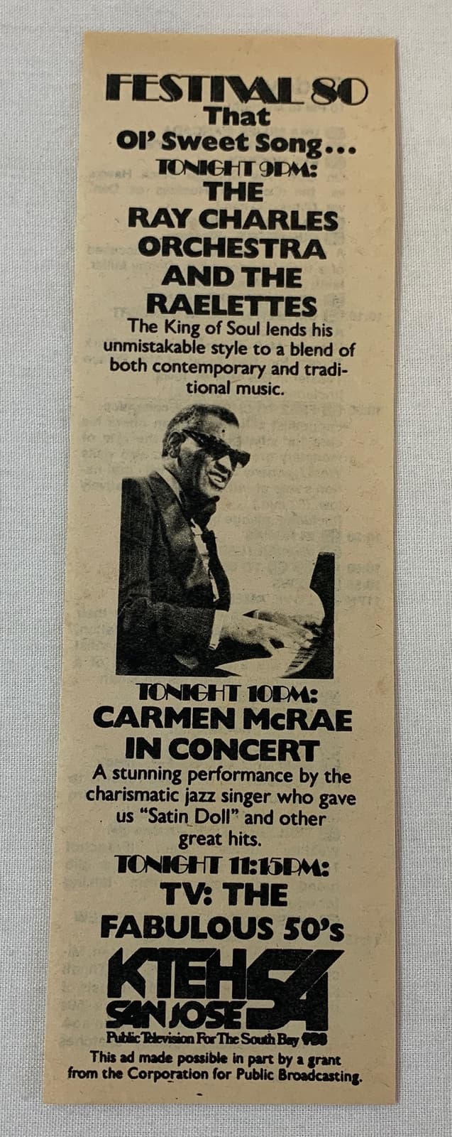 1980 KTEH tv ad~ RAY CHARLES AND THE RAELETTES
