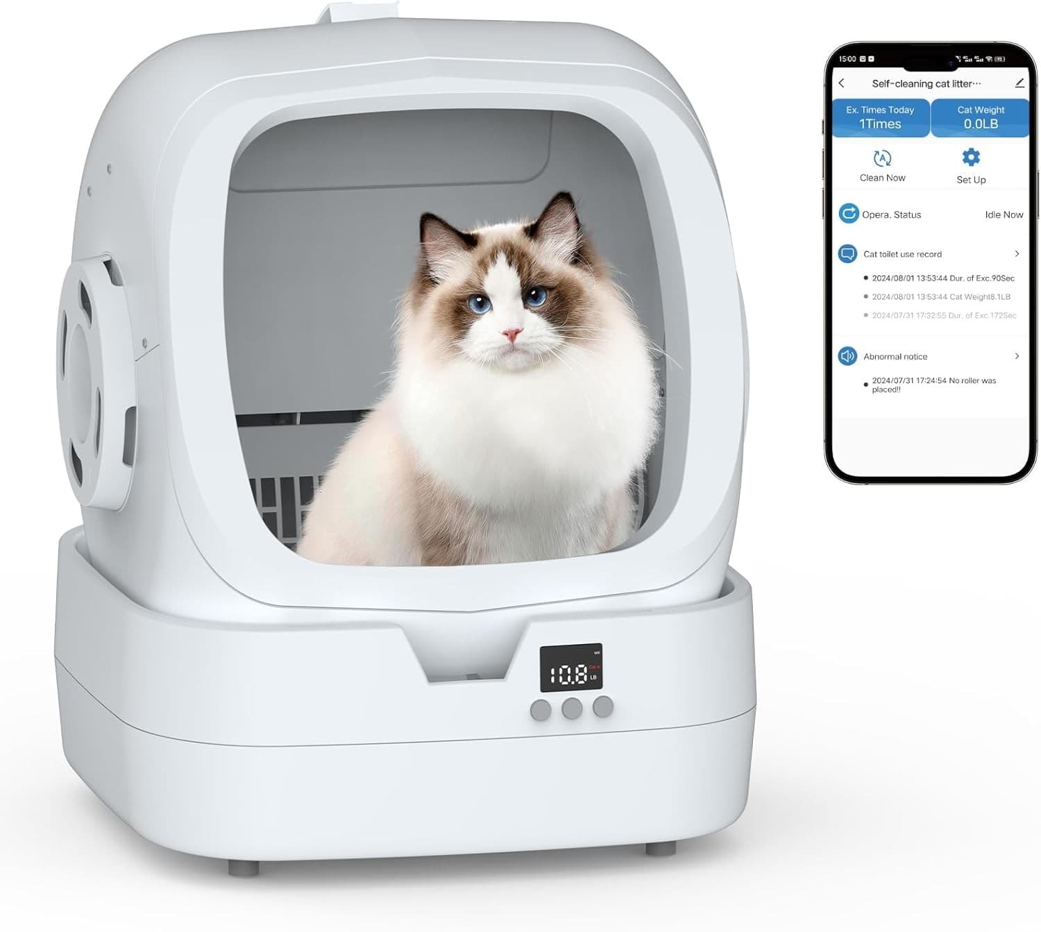 Smart Cat Litter Box with APP &Weight Monitoring,Self-Cleaning,Safe for All Cats