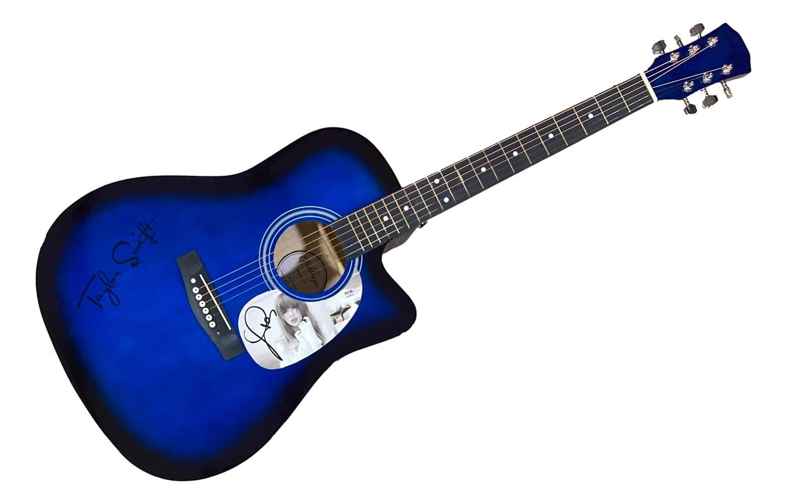 T Swift Signed 41" Totured Poets Department Blue Acoustic Guitar PSA Holo