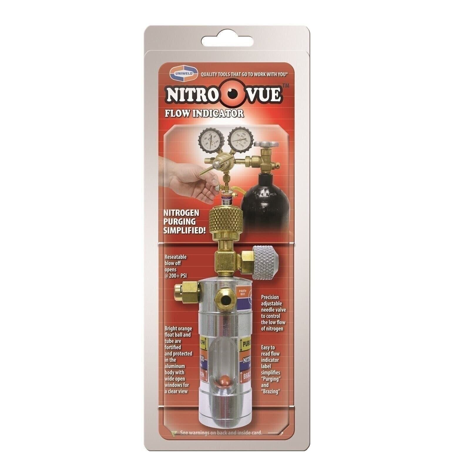 Uniweld NV1 Nitro Vue Flow Indicator with 1/4" Flare Fittings
