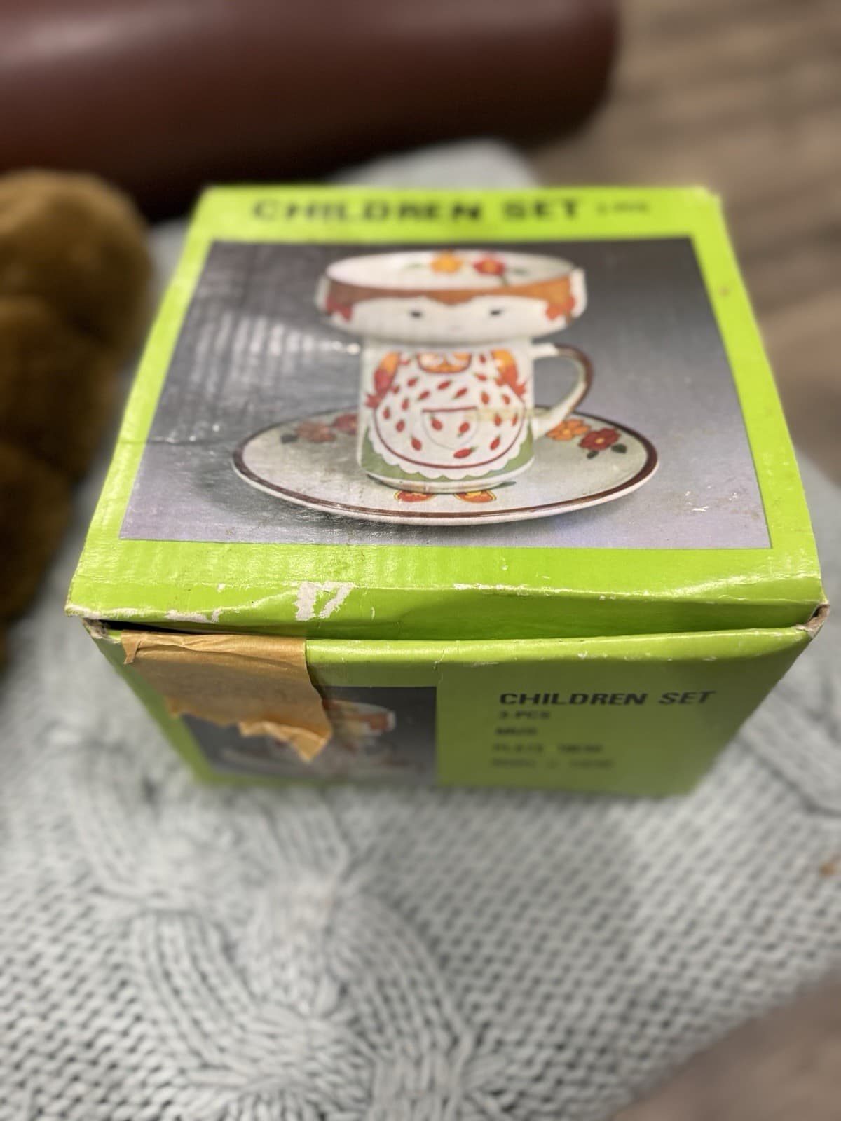 Vintage Interpret 3 Piece Stackable Boy Dish Set Featuring Plate, Mug And Bowl