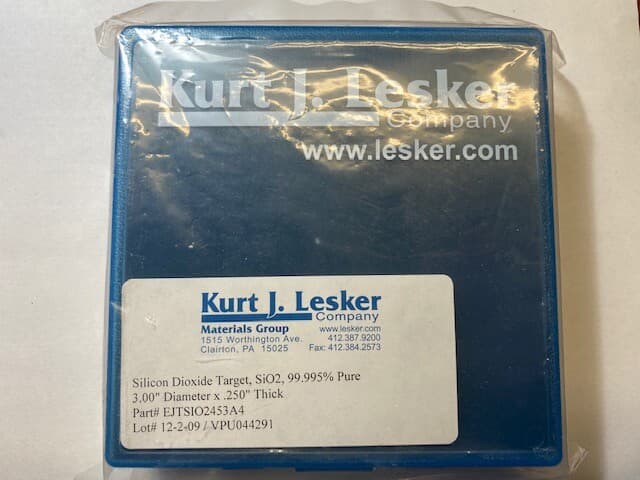 Kurt J. Lesker SILICON DIOXIDE (SiO2} Sputter Target, 3" X .250 THICK, NOS