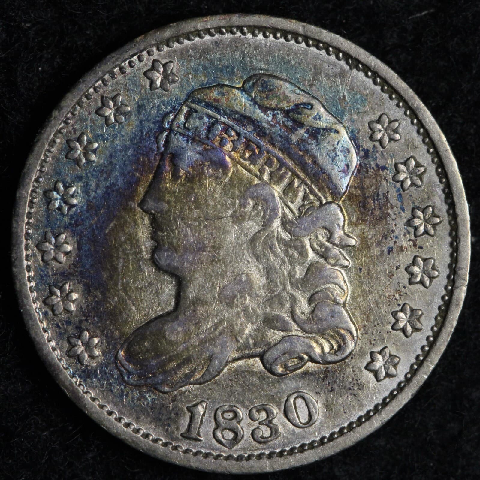 1830 Capped Bust Silver Half Dime AU TONED E210 SKCEM