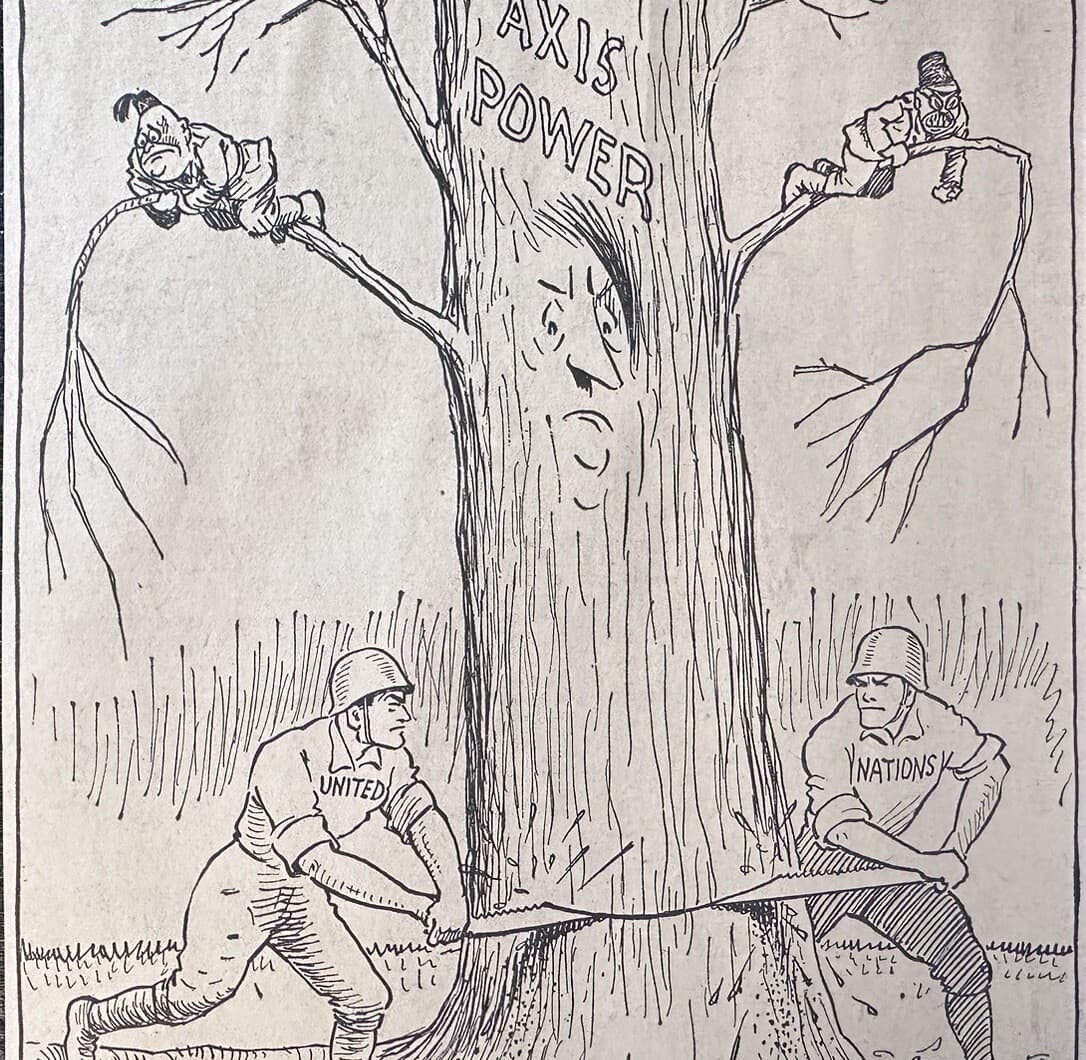 1943 United Nations Adolf Hitler Nazi Germany WWII WW2 Cincinnati News Cartoon