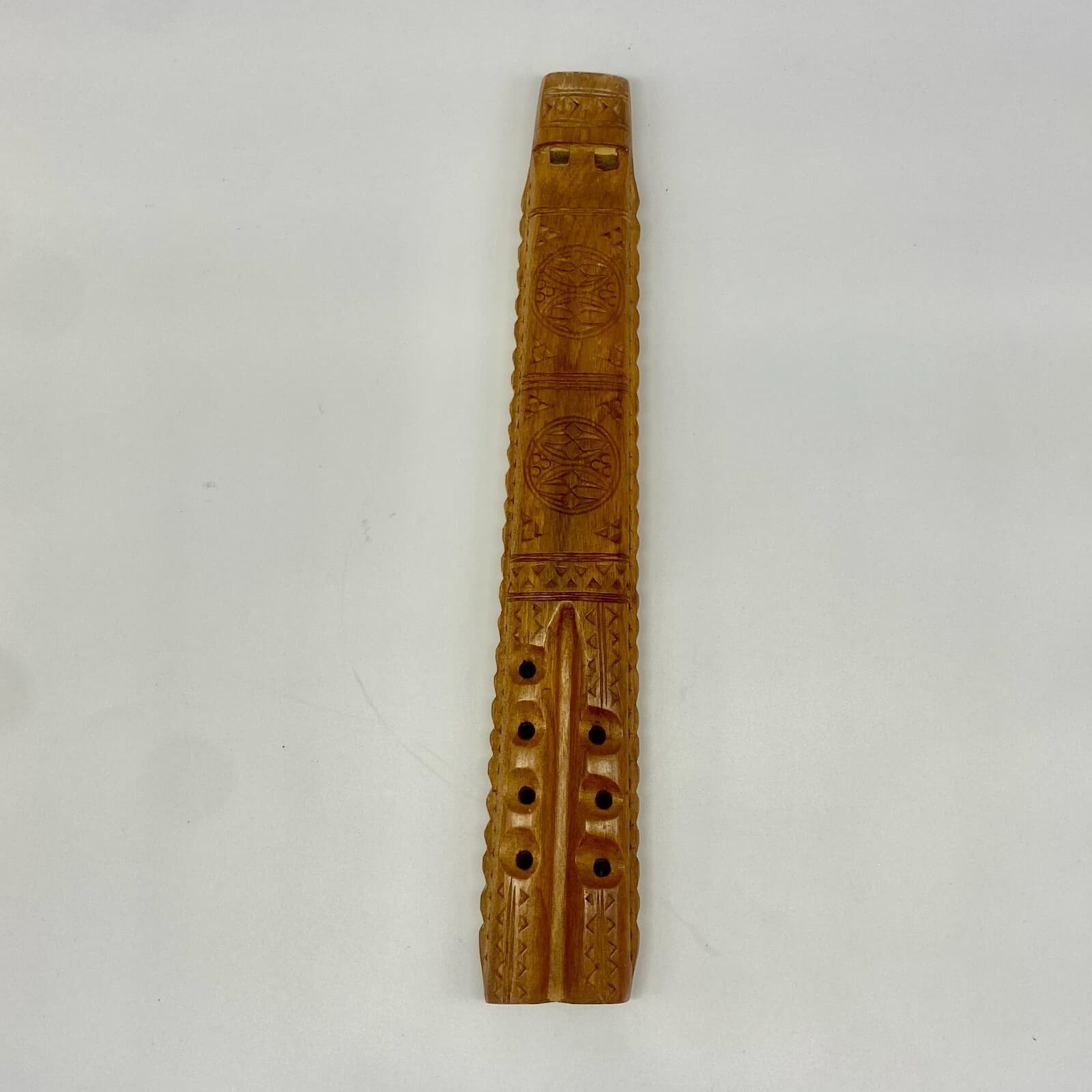 Vintage Wood Hand Carved Dvojnice Balkan Twin Double Flute