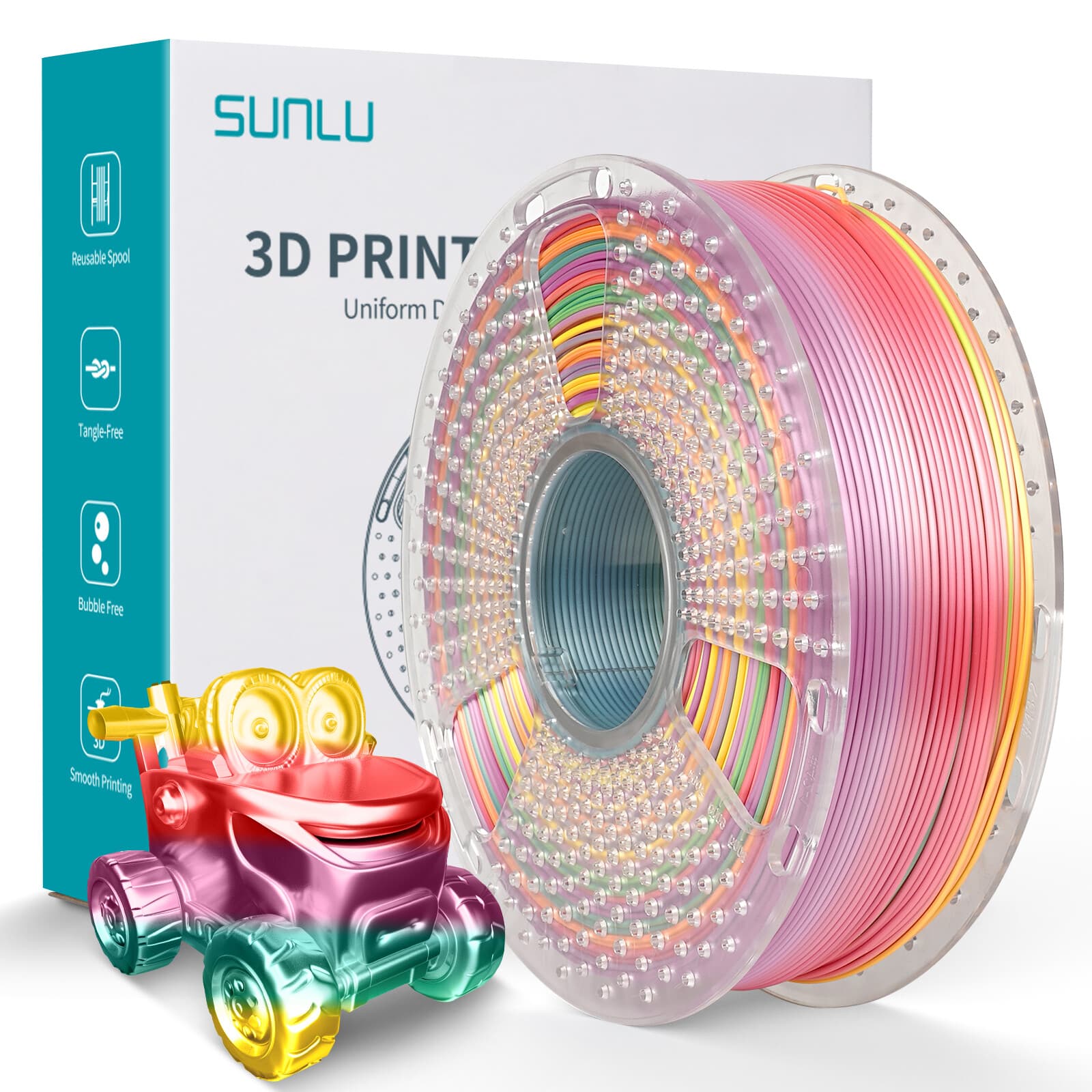 【BUY 10 PAY 6】SUNLU 1.75MM SILK Shiny PLA+ Filament 1KG Spool Dual/Tri/Rainbow
