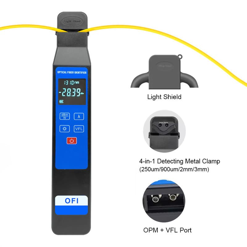 NEW Fiber Optic Identifier Built-in -50~+26dBm OPM+VFL:10KM Visual Fault Locator