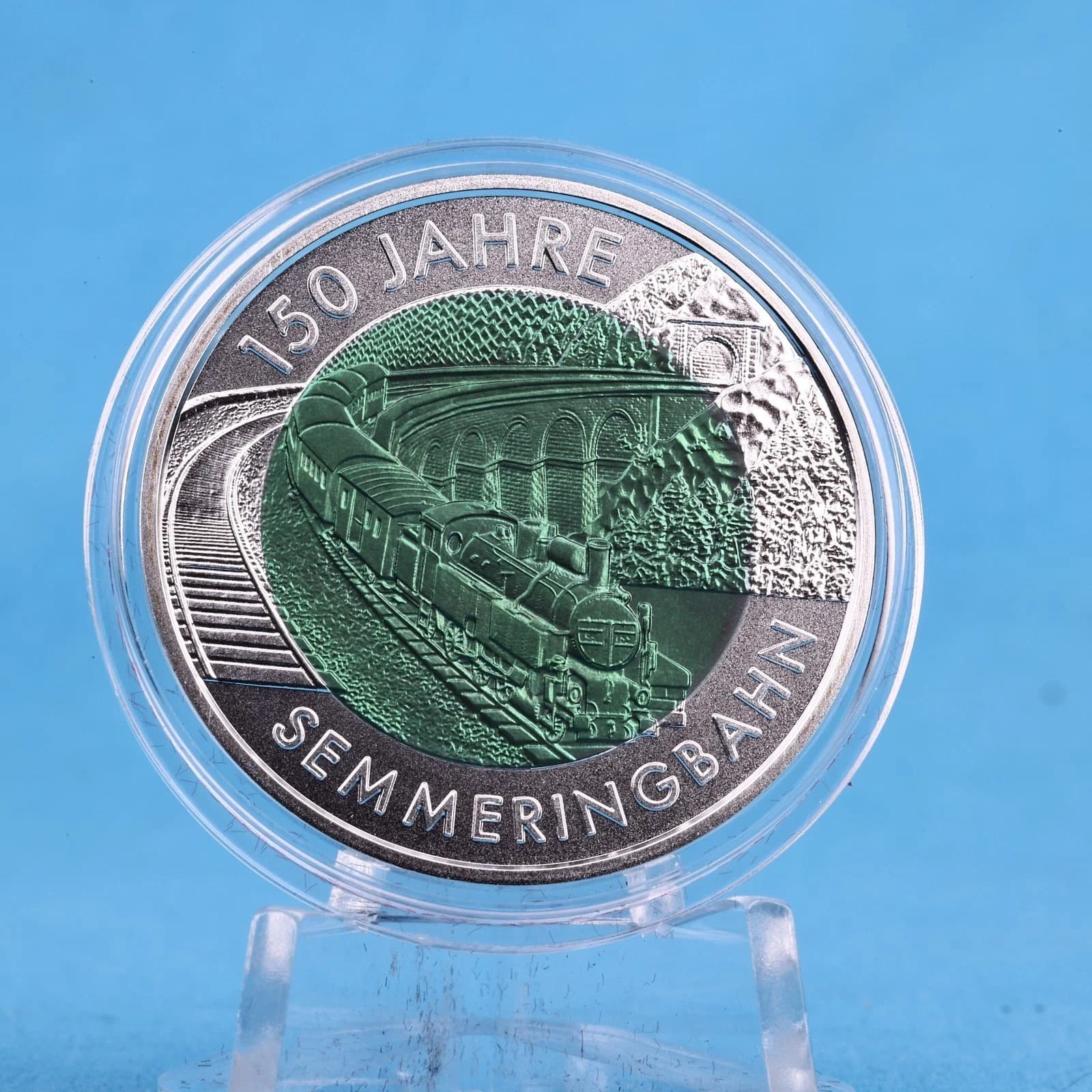 Austria 25 Euro 2004 150 Years Semmering Railway Silver Niobium. Serial#08197
