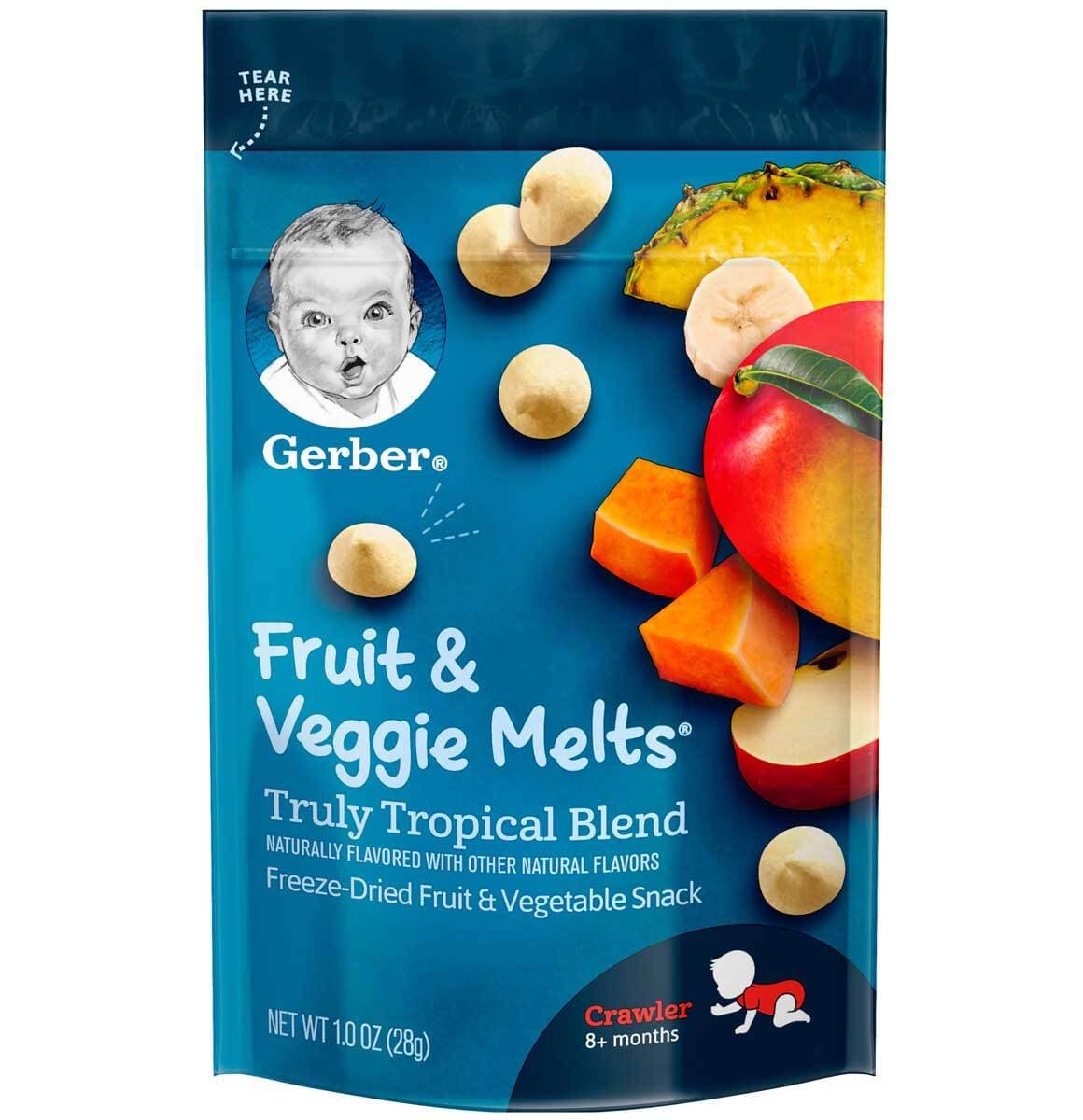 Gerber Fruit & Veggie Melts Truly Tropical Blend Baby Snack – 1 Oz – Pack of 3