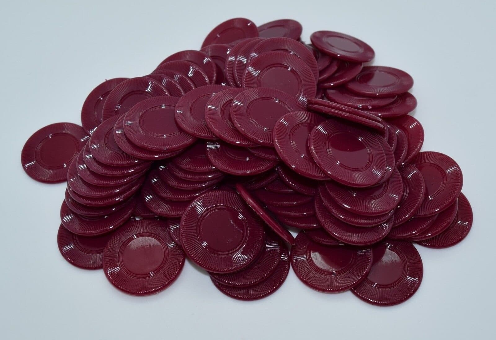 New 500 3.1 g Maroon Light Weight Interlocking Plastic Roulette Poker Chips *