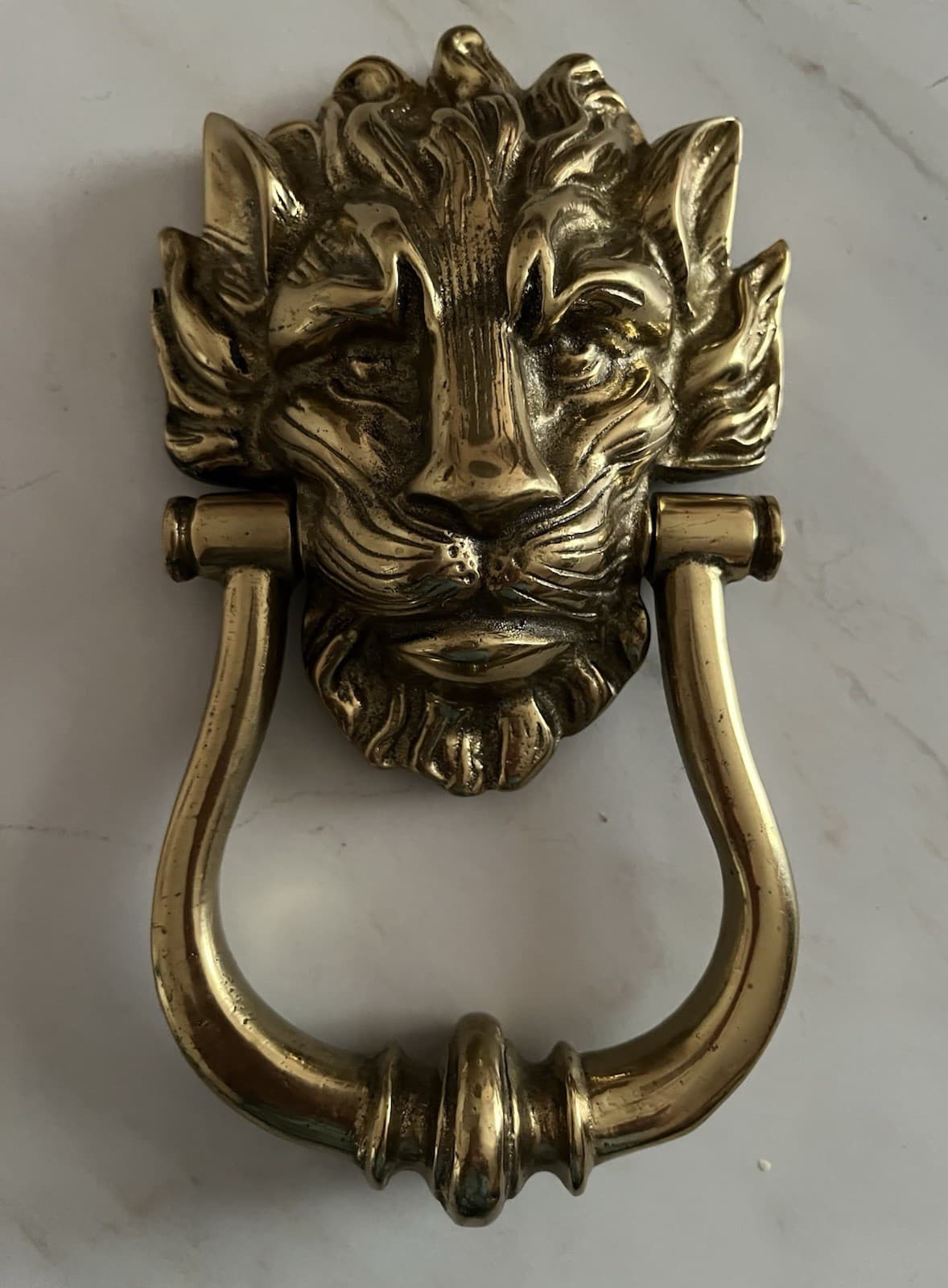 LARGE 9" ANTIQUE c.1925 LION HEAD ARCHITECTURAL SALVAGE DOORKNOCKER