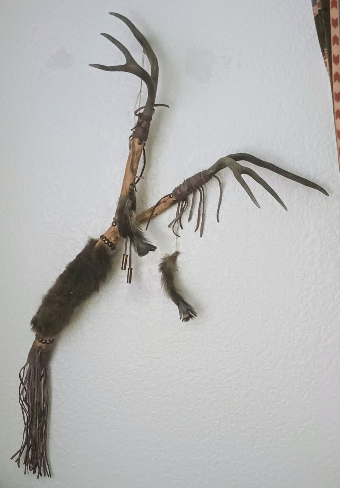 Vintage Apache Deer Antler Talking Stick Original Native American Signed