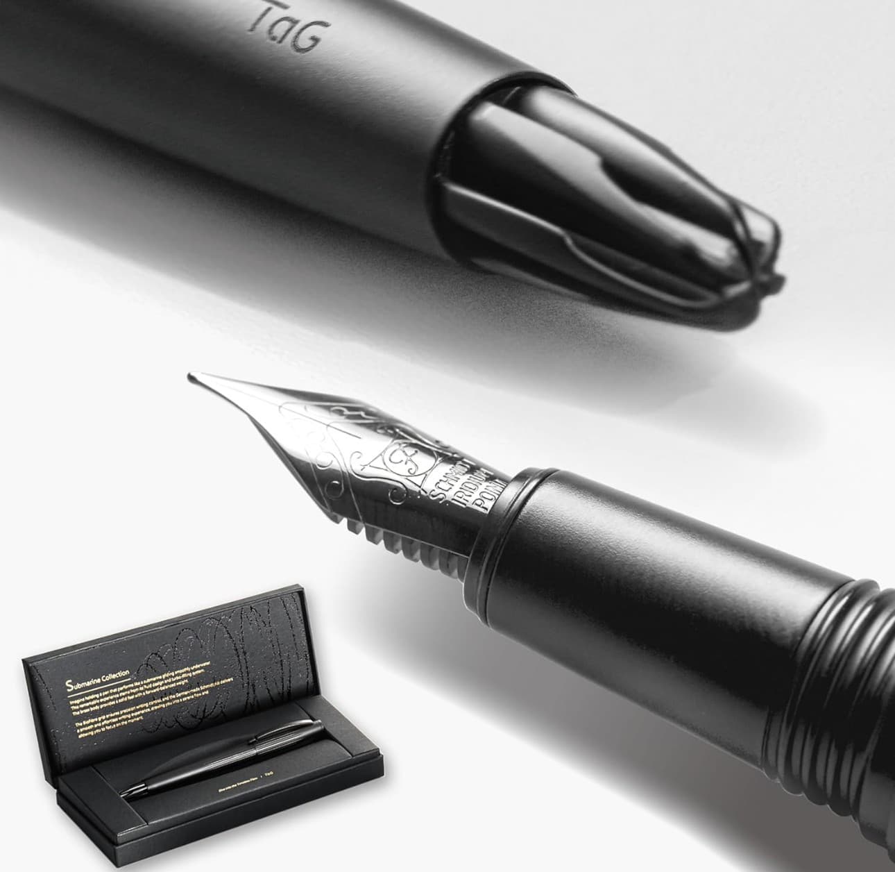 Submarine Tag Pen Fountain Pen Fine Nib Steel Black