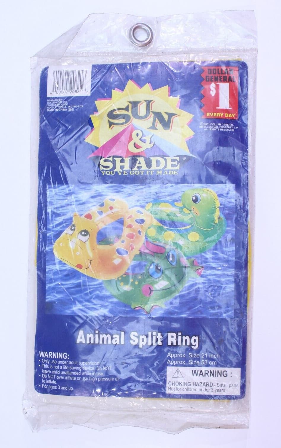 VTG NOS 2001 Sun & Shade Pool Float Animal Split Ring 21" Kid Inflatable Swim